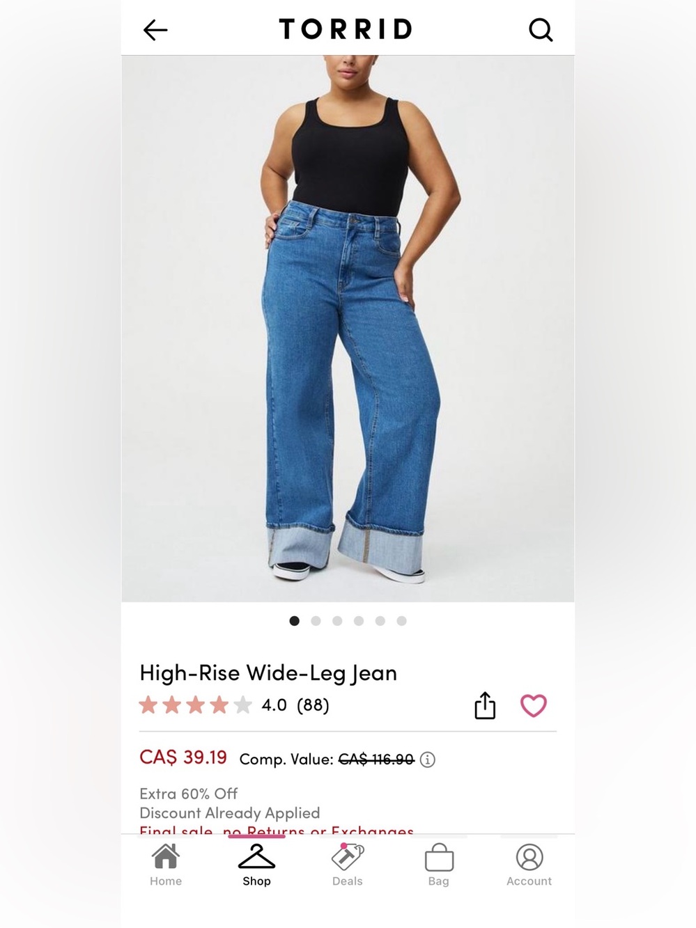 Torrid high rise wide leg jeans 18 BNWT